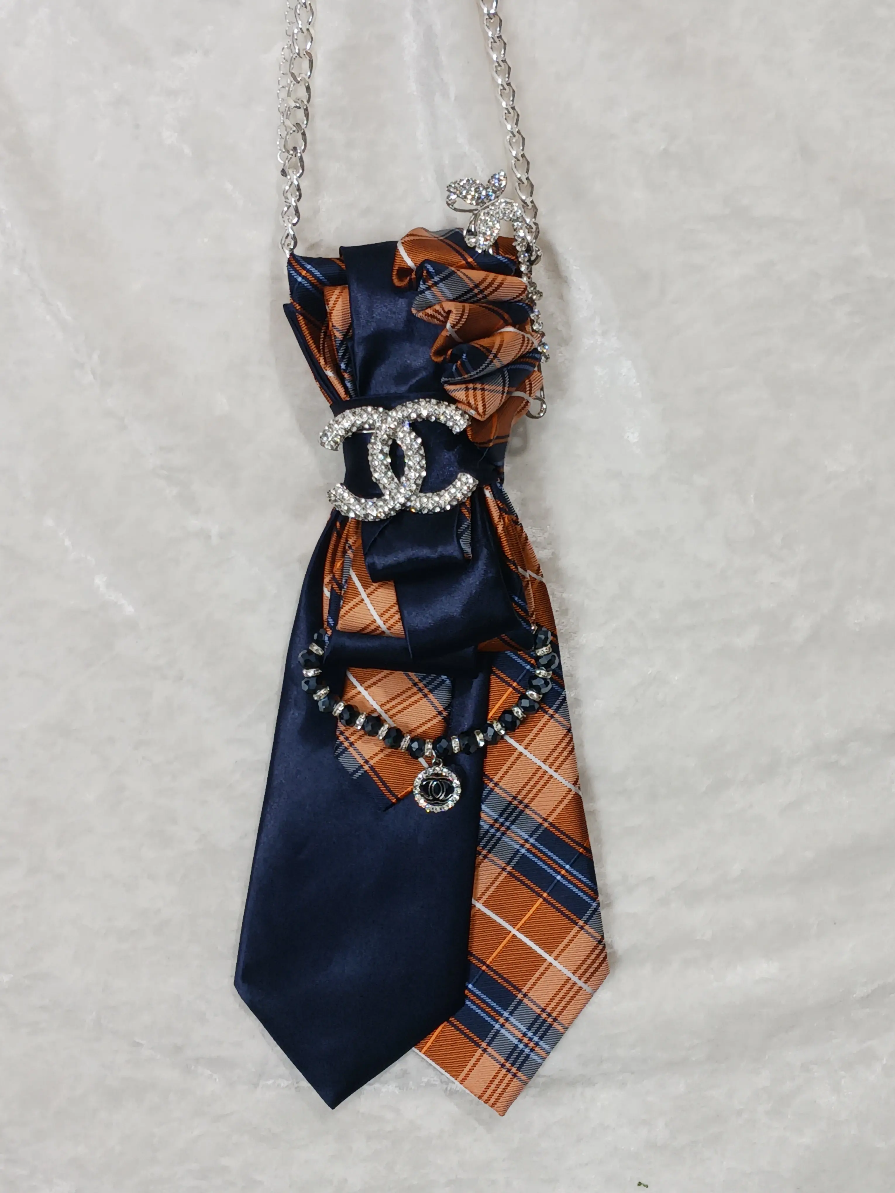 Orange and Blue Plaid Custom Tie