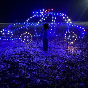 Holiday Lights Car Shape Outdoor Decorations with Blue and Orange LED Lights for Festive Season