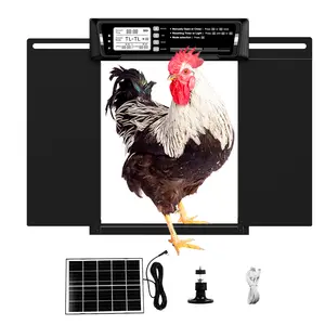 FarmParadise Solar Powered Automatic Chicken Coop Door – Dual Swing Aluminum, LCD & Remote, Timer & Light Sensor, 3 Auto Modes, 5000mAh Battery, IPX4 Weatherproof