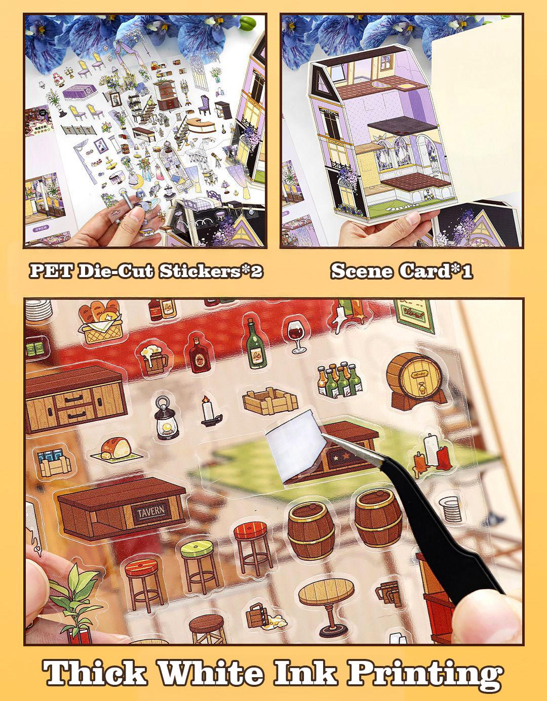 Old Money Series – 3D Foldable Scene Sticker Kit,DIY Buildable Miniature Diorama for Room Decor & Display,Vintage European Gift for Collectors & Craft Lovers, PET Sticker Set