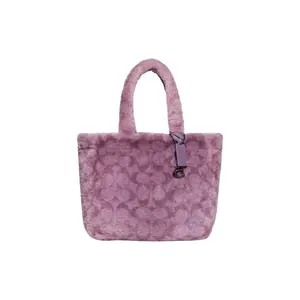 COACH Large Tote Bag with Faux Shearling and Detachable Shoulder Strap