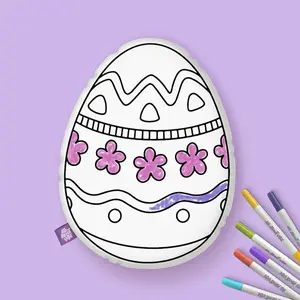 Floral Easter Egg Coloring Pillow