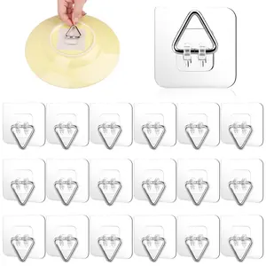 18 Pack Invisible Plate Hangers for The Wall, Vertical Adhesive Wall Plate Hangers for Display, Art, Pictures, Decorative, 2.25 Inch