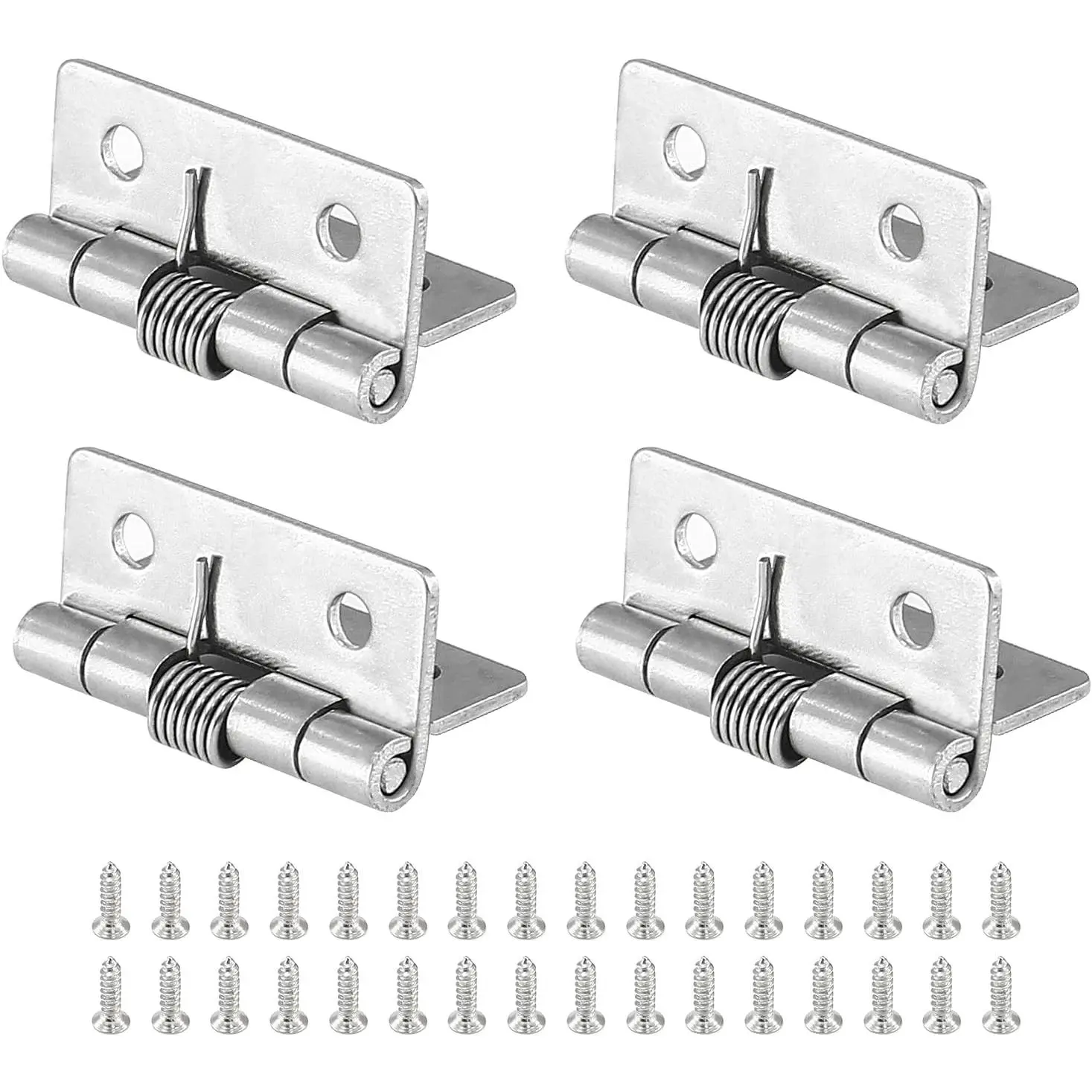 4 count Spring Loaded Hinges for Cabinets, 1.5 Inch Length Stainless Steel Spring Hinges Self Closing