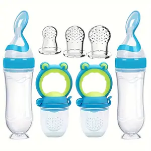 7-Piece Professional Feeding Set, Squeeze Food Dispenser Utensil Set, Silicone Utensils, Fruit Feeder, Durable Design, Toddler Utensils