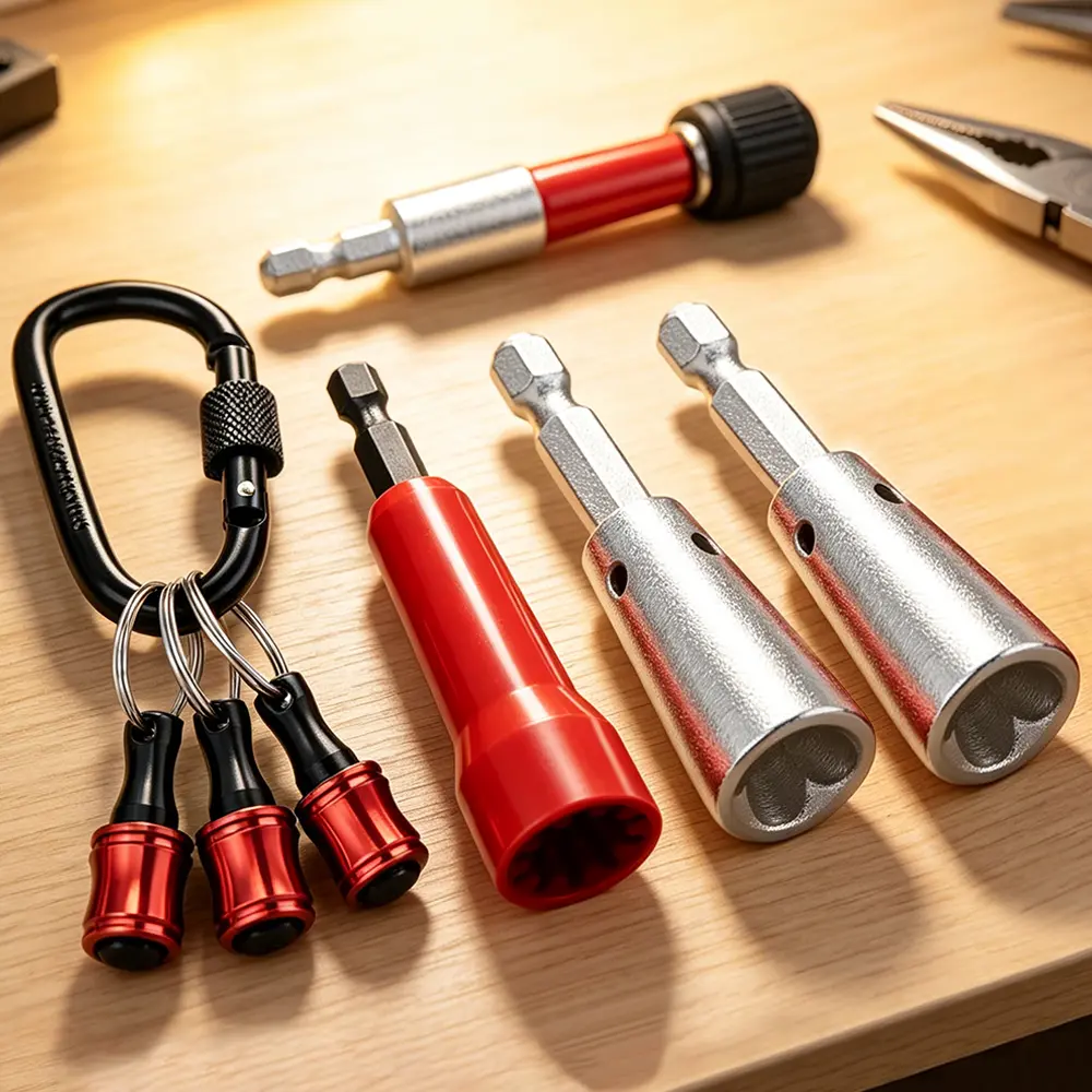 6Pcs Wire Twisting Tool Set – Includes Drill Bit Holder & Keychain, Fast Twist for Rebar Tie Wire, Cables, and Binding Wire, DIY & Construction Use