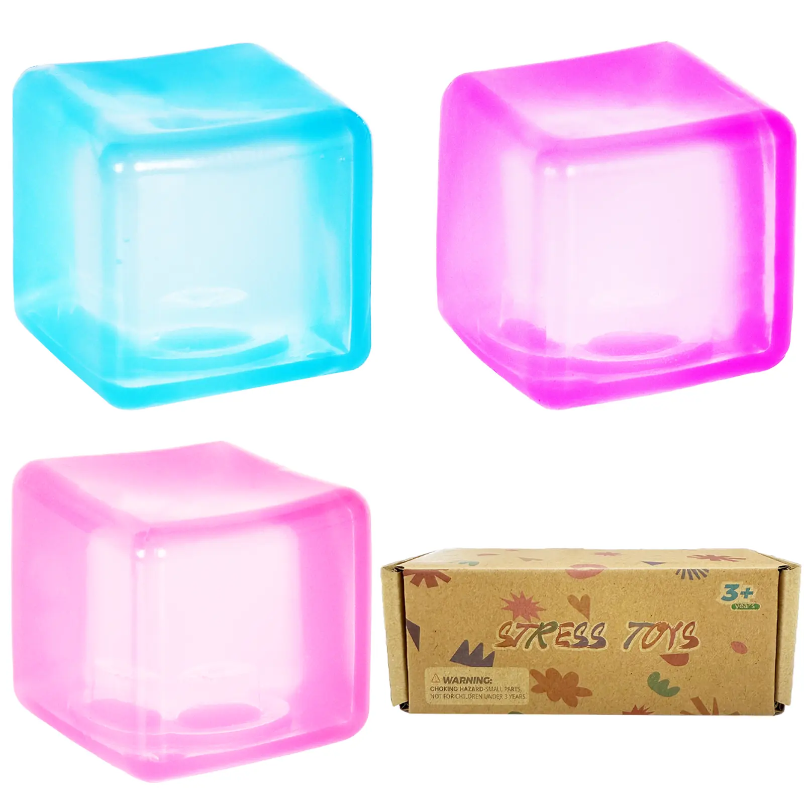 Malt Sugar Series 3-Pack Crystal Gel Squishies PINK BLUE PURPLE 1.97in Translucent Sensory Toys Relief Fidget Gift Set Toy Stress Relief Toy-Fun & Relaxing for Kids and Adults