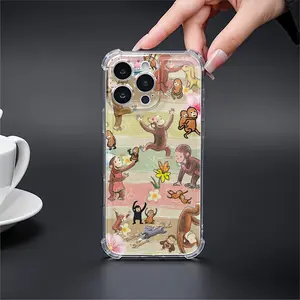 Clear Shockproof Phone Case for iPhone 17 16 15 14 13 12 11 Pro Max 17air 14 15 16 Plus, Four-Corner Airbag Anti-Drop Protective Transparent Soft Phone Cases with Monkey Theme Print, Cartoon Style