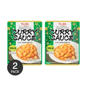 S&B Japanese Microwaveable Vegetable Curry Sauce Mild 2 Pack 7.4 oz Each