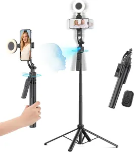 Acer Auto Face Tracking Tripod with Light & Remote 64" 360° Rotating Selfie Stick for Tiktok Youtube Vlog Live Streaming Video Recording No App Needed