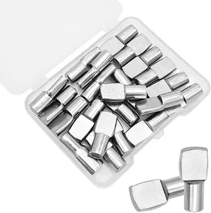 22 Pcs Shelf Pins Pegs,1/4 Inch Diameter Spoon Shape Nickel Plated Shelf Support Pegs,Bookshelf Pegs for Shelves,Cabinet Shelf Bracket Pegs Shelf Pins Holders for Kitchen Furniture & Closet (Silver) Box Decor