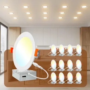 DAYBETTER 6 Inch 5 CCT Led Recessed Ceiling Light With Junction Box, 2700k/ 3000k/ 3500k/ 4000k/ 5000k, 1050lm, 12w Equivalent To 110w, High Brightness Dimmable Pot Light Downlight, Energy Star.