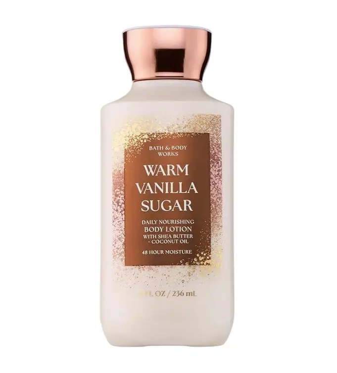 Bath & Body Works Warm Vanilla Sugar Body Lotion, Lightweight Daily Moisturizer with Shea Butter & Coconut Oil, Sparkling Sugar and Sweet Vanilla Scent, 8 fl oz - 1 Pack