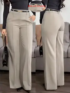 Elegant Women's Wide Leg Long Pants, Casual Comfortable Design, Perfect for Daily Wear, No Belt Included, Chic, Stylish and Versatile