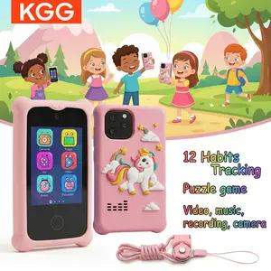 KGG Cute Cartoon Kids Mini Phone, No Memory Card Included. Educational Learning Toy with English Learning, Games, Music, Video, Alarm, Flashlight, Calendar, Calculator, Camera, Recorder & Habit Tracker for Students