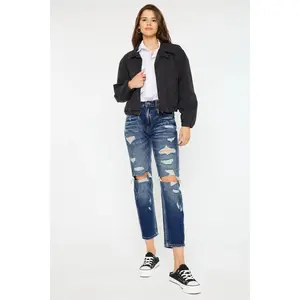 Kancan High Rise Distressed Mom Fit Jeans