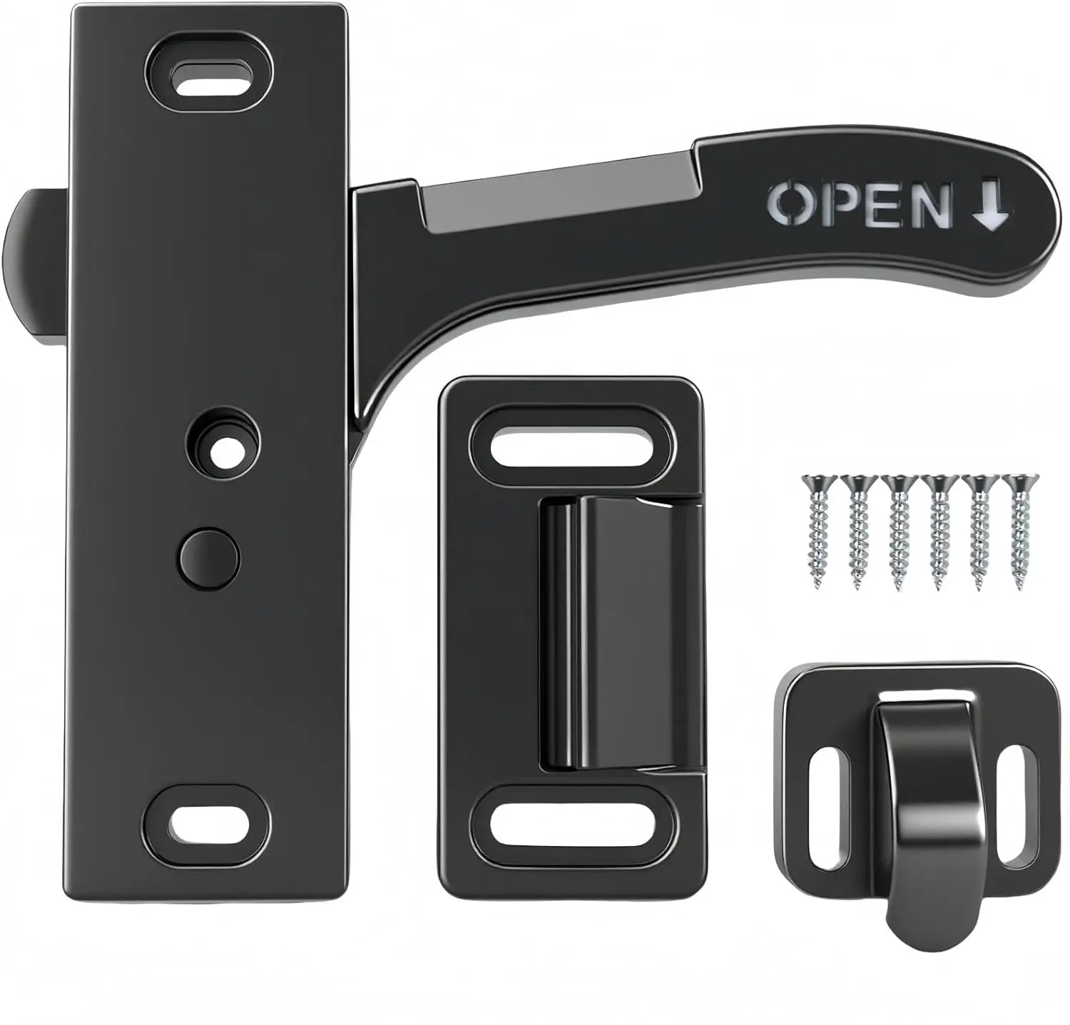 Aluminum RV Screen Door Latch Handle Replacement Kit (Right Hand) Metal Camper Travel Trailer Motorhome Entry Parts for Passenger Side