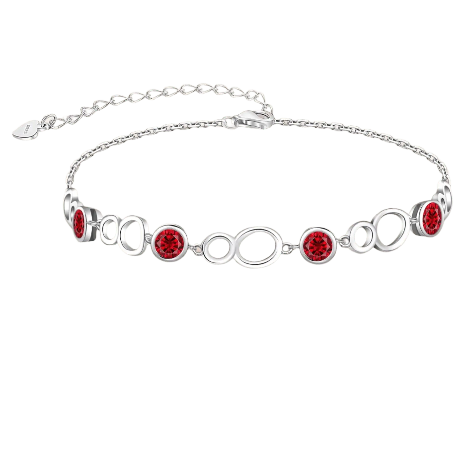 Fiery Red Ruby Silver Bracelet