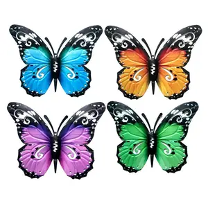 Metal Butterfly Wall Decor, 1 Count Colorful Hanging Butterfly Wall Art, Outdoor Hanging Decor for Garden Yard Fence Wall