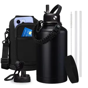 Gallon Water Bottles Insulated with Lids, Triple Wall Stainless Steel Wide Mouth Thermal Flask for Gym Outdoor Fitness Sports Hiking, 32oz/40oz/64oz/128oz