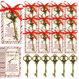 48PCS Santa’s Magic Key with Cards & Ribbon, Christmas Eve Ornament for No Chimney Homes, Hanging Ornaments for Christmas Morning Set