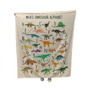 Personalized Dinosaur Alphabet Blanket, Boy Blanket Gift, Baby Blanket Gift, Kids Blanket, Personalized Gift, Gift for Baby and Toddlers