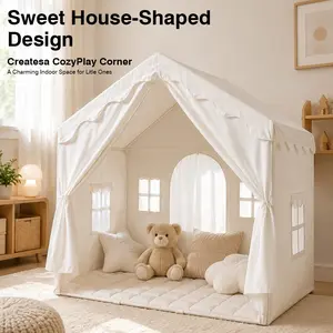 Double-Opening Breathable Tent, Two-Sided Roll-Up Full Open Baby Playhouse, Summer Ventilated Foldable Kids Indoor Game Tent