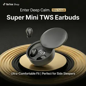 Fluffdrip SK26 Invisible Sleep Earbuds for Side Sleepers, Ultra Mini TWS Wireless Bluetooth 5.4 Earphones with LED Display, Zero Pressure
