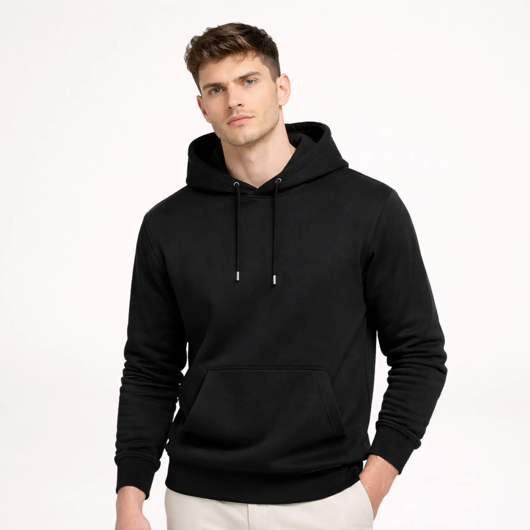 NOBLEAN Classic Hoodie 8.3 oz Premium Black Regular Fit Pullover Hoodie for Men & Women | Soft Cotton Blend | Structured Everyday Essential | Minimalist Design | Quiet Luxury | Clean Fit Sweatshirt