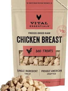 Vital Essentials Freeze Dried Raw Single Ingredient Dog Treats, Chicken Breast, 2.1 oz