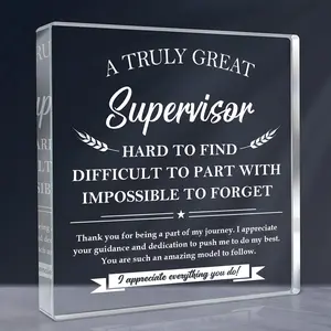 Acrylic Square Ornament, Great Supervisor Gift, Supervisor Hard To Part with Impossible To Forget Gift for Boss, Home Decor, Gift for Supervisor, Signs