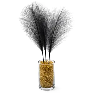 Elegant Black Faux Feather Centerpiece Set - 3 Pack