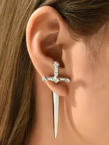 1 Pair Fashionable Punk Style Zinc Alloy Earrings, Studded Cross Earrings, Casual Matching Earrings for Women, Exquisite Jewelry for Birthday Gift, Jewelry Gifts