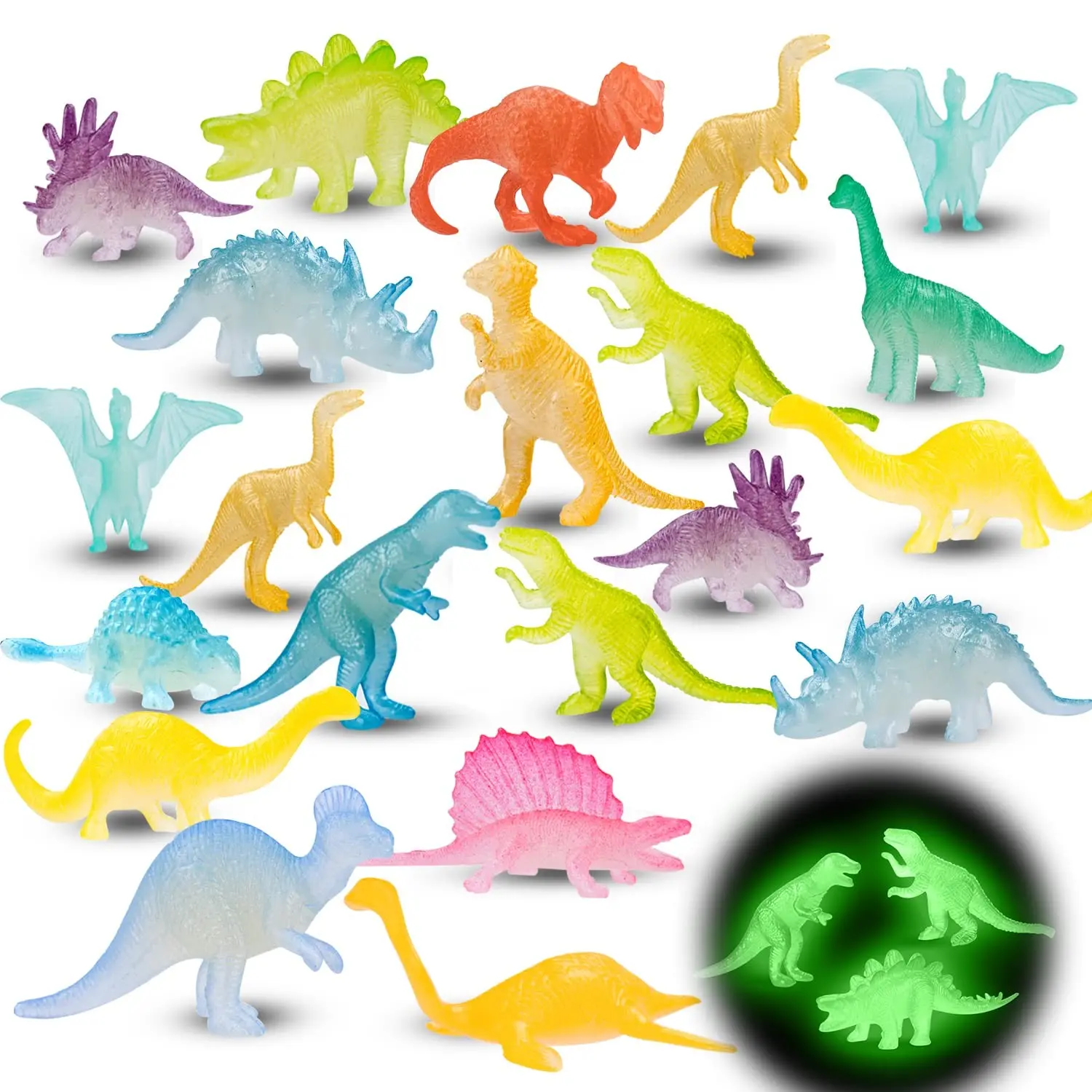 20pcs/50pcs Mini Realistic Cartoon Night Light Dinosaur Ornaments, DIY Craft Decor, PVC Material, Micro Scene Decor, Vase Filler, Fish Tank Decoration, Aquarium Decor, Fish Decorations For Tank