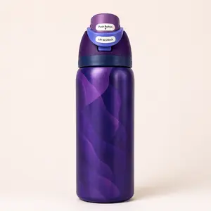 Owala FreeSip 32 oz Purple Wave Insulated Stainless Steel Water Bottle with Built-in Straw, Leakproof BPA-Free Vacuum Insulated Sports Bottle, Wide Mouth Reusable Flask for Gym Travel