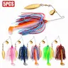 5-Piece Spinnerbait Fishing Lure Kit with Soft Paddle Tail Trailers, Double Gold Blades and Skirted 3/0 Hooks, 11g Bass Lures for Freshwater Fishing