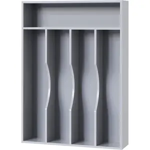 Grey Utensil Organizer 10 Inch Silverware Tray for Drawer Utensil Holder Cutlery Organizer Kitchen Drawer Organizer 5 Compartment Small Narrow