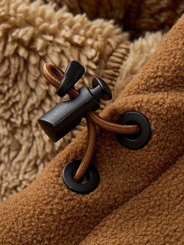 Men's Winter Sherpa Fleece Lined Warm Thick Windproof Hooded Jacket Coat, Microfiber Fabric, Full Zip Closure, Suitable for Outdoor Activities