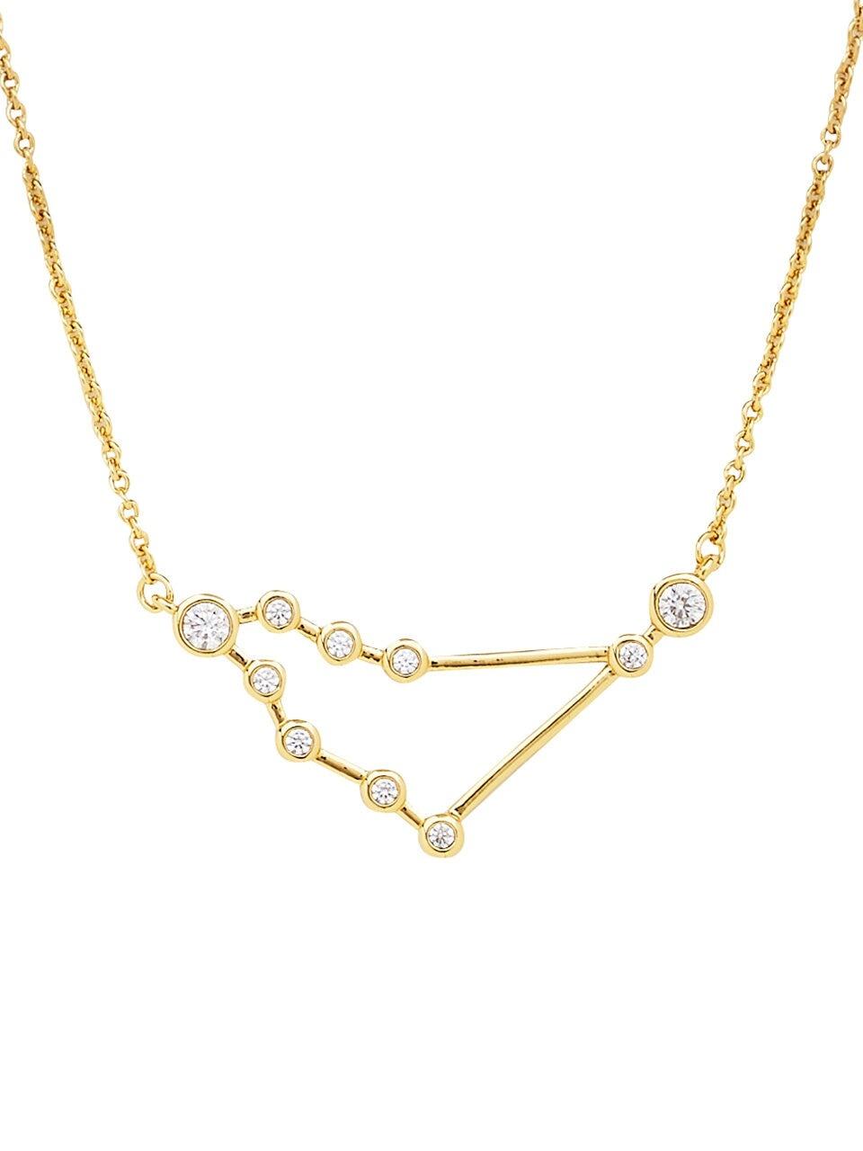 Sterling Forever 'When Stars Align' Constellation Necklace – 14K Gold Plated Zodiac Necklace for Women – Dainty Personalized Star Sign Jewelry with CZ Accents.