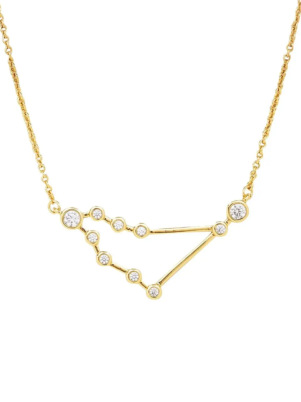 Sterling Forever 'When Stars Align' Constellation Necklace – 14K Gold Plated Zodiac Necklace for Women – Dainty Personalized Star Sign Jewelry with CZ