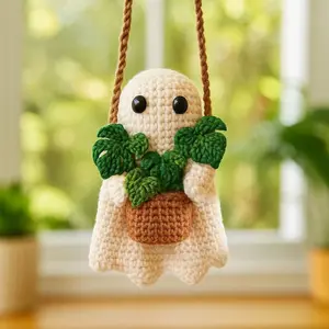 Cute Crochet Hanging Decor, Crochet Ghost Plant, Handmade Crochet Koala Hanging, Frog Car Mirror Hanging, Crochet Car Hanging Decoration