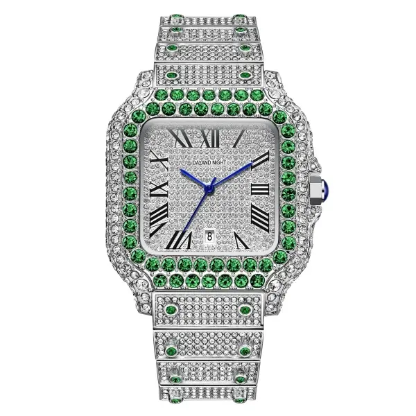 Dayand Night 2026 42mm Chic Quartz Wristwatch - Unisex, Square Roman Numeral Face, Mineral Crystal, Analog-Digital Display, Water Resistant, Diamond-Studded Premium Ladies Fashion Jewelry Timepiece for Business Parties & Everyday Outfits Glow Dial