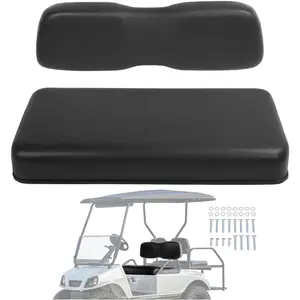 Golf Cart Front Seat Backrest & Seat Bottom Assembly Compatible with 2000.5-up Club Car DS Seat Bottom Cushion and Back Black Plastic Foam Wood
