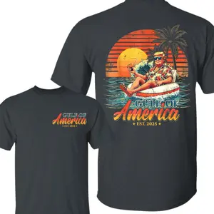 Funny Trump Gulf Of Us America Est 2025 Trump Merchandise T-Shirt, Summer Outfits, Gulf Of Us America Tee Casual Cotton Top Gifts for Trump Supporter