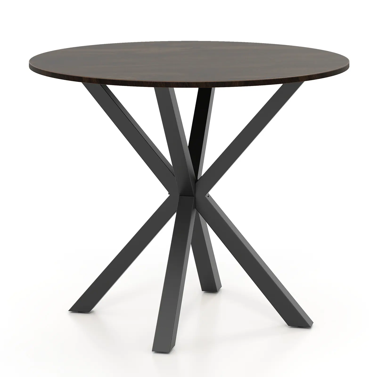 COSTWAY - 36 Inch Wood Dining Table with Intersecting Pedestal Base for 2-4 People-Brown