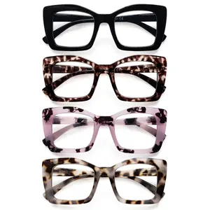 DEAAOK 4 Pack Cat Eye Frames Women's Reading GlassesComputer and Cell Phone Readers Anti-Blue Light BlockingProtects Eyes from Blue Light Spring Hinges