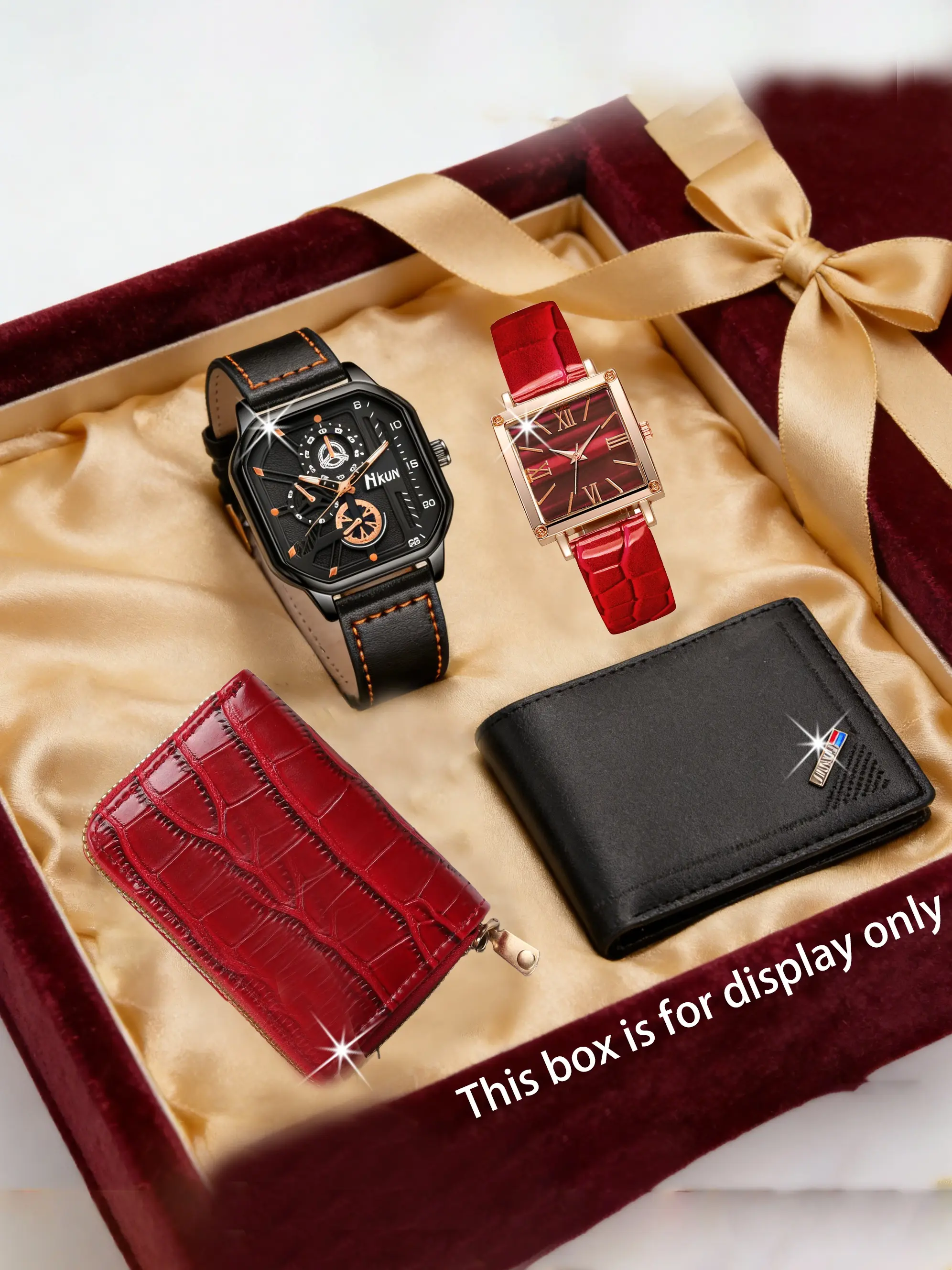 4pcs Fashion Quartz Watch Set, Casual Couple Watches + Stylish Wallet, Perfect Gift for Him, Valentine's Day, Christmas, Thanksgiving