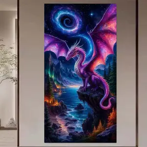 1 DIY diamond painting kit, 5D diamond art set, DIY decoration, purple dragon diamond painting kit with full round diamonds, mosaic, diamond art, DIY art home decoration, suitable for Christmas