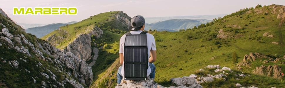 MARBERO 30W Portable Solar Panel 23% High Efficiency Foldable Solar Panel Charger QC3.0 USB & DC Port Compatible with Cell Phone Ipad Laptop IP65 Waterproof for Camping Outdoor Cloudy