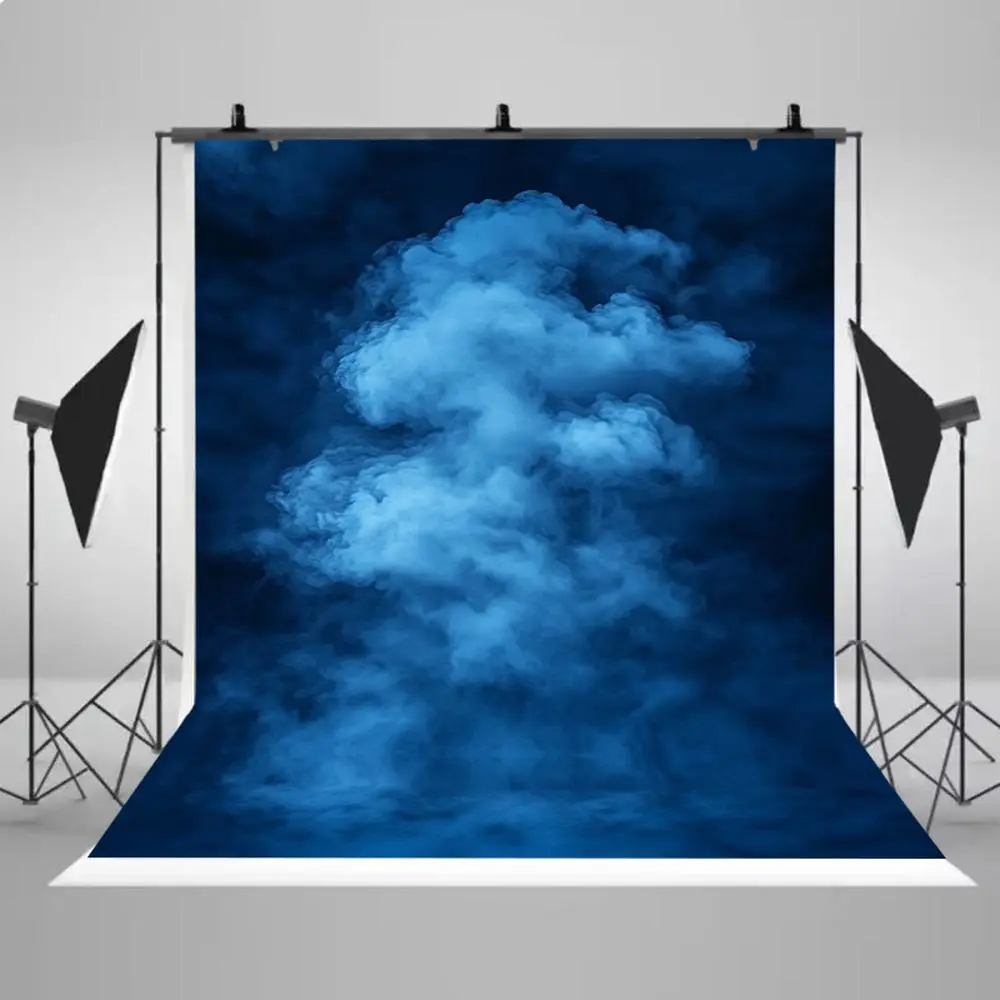1PC Reusable 2D Flat Professional Photography Backdrop, Blue Smoke Art Theme Background Cloth, Suitable for Studio Portrait Photo Shoots of Children, Ideal for Live Streaming